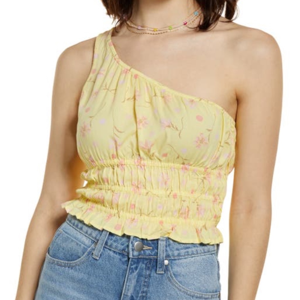 Nordstrom Floral One-Shoulder Crop Top NWT